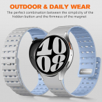 Bandletic Galaxy Watch 7 Manyetik Silikon Spor Kay��-LightGrey/IceBlue