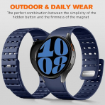 Bandletic Galaxy Watch 7 Manyetik Silikon Spor Kay��-Navy Blue