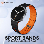 Bandletic Galaxy Watch 9 Uyumlu Manyetik Silikon Kay��-Black/Orange