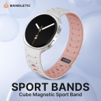 Bandletic Galaxy Watch 9 Uyumlu Manyetik Silikon Kay��-White/Pink