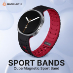 Bandletic Galaxy Watch 9 Uyumlu Manyetik Silikon Kay��-Black/Red