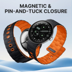 Bandletic Google Pixel Watch ile Uyumlu Silikon Kay��-Black/Orange