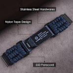CAGOS Nylon Garmin Fenix 7X/6X/5X Kay -Blue