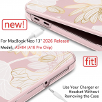 Batianda Botanical Serisi MacBook Neo Laptop K�l�f Seti-Gold Lotus