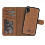 Burkley Case iPhone X Deri C�zdan K�l�f-Antique Camel