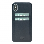 Burkley Case iPhone X Snap-On Deri Czdan Klf-Saffiano Navy Blue