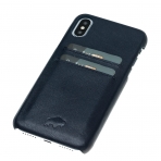 Burkley Case iPhone X Snap-On Deri Czdan Klf-Saffiano Navy Blue