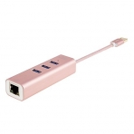CableCreation USB 3.0 Hub/RJ45 Ethernet Balants (Pembe Altn)
