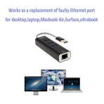 CableCreation USB 3.0 Hub/RJ45 Ethernet Balants (Siyah)