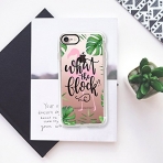 Casetify iPhone 7 Ultra Slim Fit Desenli Klf-What the Flock Flamingo Tropical Palm Leaves
