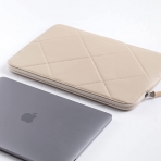 Comfyable MacBook Air/Pro Uyumlu Kapitone Deri Klf(13-14 in)-Beige