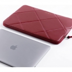 Comfyable MacBook Air/Pro Uyumlu Kapitone Deri Klf(13-14 in)-Burgundy