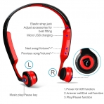 Ear Shield Kablosuz Bluetooth Ense Tipi Kulaklk-Black-Red