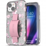 Encased Finger Loop Apple iPhone 15 Klf-Clear/Pink Flowers