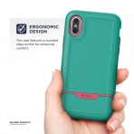 Encased iPhone XS Max Rebel Serisi Klf (MIL-STD-810G)-Teal Pink
