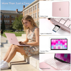 EooCoo Mat Sert MacBook Neo Laptop K�l�f Seti-Blush Clear