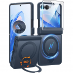 FNTCASE Galaxy Z Flip 8 MagSafe Korumal� K�l�f-Deep Blue