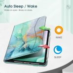 Fintie Apple iPad Pro M4 Kalem Blmeli Klf (11 in)-Emerald Marble 
