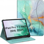 Fintie Apple iPad Pro M4 Kalem Blmeli Klf (11 in)-Emerald Marble 