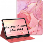 Fintie Apple iPad Pro M4 Kalem Blmeli Klf (11 in)-Marble Pink