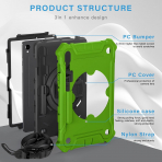 Ztotop Samsung Galaxy Tab S10 FE Rugged Klf-Green