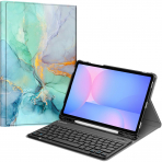 Fintie Samsung Galaxy Tab S10 FE Klavyeli Klf-Emerald Marble 
