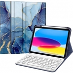 Fintie iPad 10.Nesil Uyumlu Bluetooth Klavyeli Klf(10.9 in)(2022)-Ocean Marble