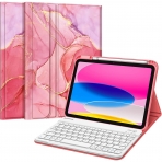 Fintie iPad 10.Nesil Uyumlu Bluetooth Klavyeli Klf(10.9 in)(2022)-Marble Pink