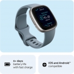 Fitbit Versa 4 Fitness Akll Saat-Waterfall Blue Platinum