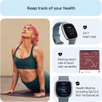 Fitbit Versa 4 Fitness Akll Saat-Waterfall Blue Platinum