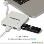 FosPower 4 Balantl USB 3.0 Hub Veri Adaptr (Beyaz)