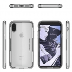 Ghostek iPhone X Cloak 3 Seri effaf Klf (MIL-STD-810G)-Silver
