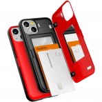 Goospery iPhone 13 Case Card Holder Czdan Klf-Red
