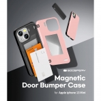 Goospery iPhone 13 Mini Case Card Holder Czdan Klf-Pink