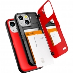 Goospery iPhone 13 Mini Case Card Holder Czdan Klf-Red