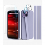 Goospery iPhone 14 2+2 Paket Ekran ve Kamera Lens Koruyucu-Lavender Grey