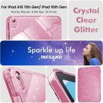 INFILAND Apple iPad A16 Glitter Klf (11/10.9 in)-Rose Red