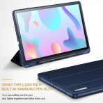 Infiland Galaxy Tab S6 Lite Kalem Blmeli Klf (10.4 in)-Navy
