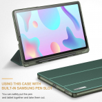 Infiland Galaxy Tab S6 Lite Kalem Blmeli Klf (10.4 in)-Midnight Green