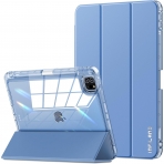 Infiland iPad Pro Kalem Blmeli Klf (11 in)(4.Nesil)-Diamond Clear Blue