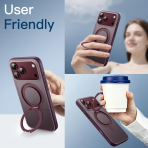 JETech 360 D�ner Halka iPhone 18 Pro Max Standl� K�l�f-Dark Cherry