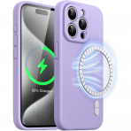 JETech Manyetik iPhone 15 Pro Silikon Klf -Light Purple