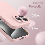 JETech Manyetik iPhone 15 Pro Silikon Klf -Pink