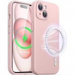 JETech Manyetik iPhone 15 Silikon Klf -Pink