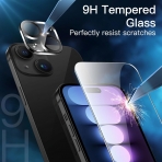 JeTech Apple iPhone 15 Plus effaf Kamera ve Cam Ekran Koruyucu (4 Adet)-Black