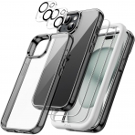 JeTech Apple iPhone 15 Plus effaf Kamera ve Cam Ekran Koruyucu (4 Adet)-Black