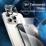 JeTech Apple iPhone 15 Pro Max effaf Kamera ve Cam Ekran Koruyucu (4 Adet)-Clear