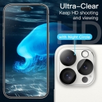 JeTech Apple iPhone 15 Pro effaf Kamera ve Cam Ekran Koruyucu (4 Adet)-Clear