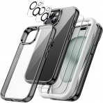 JeTech Apple iPhone 15 effaf Kamera ve Cam Ekran Koruyucu (4 Adet)-Black
