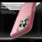 JeTech Rugged iPhone 15 Pro Mat Klf -Pink
